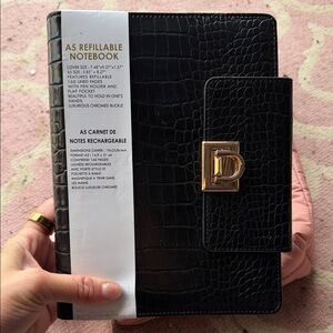 Black Croc Embossed Notebook with Gold Buckle